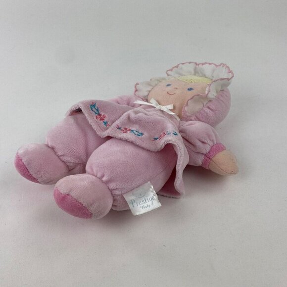 Vintage Prestige Plush Cloth Baby Doll, Soft Rattle Toy Blonde Girl 9" Long - Picture 4 of 9